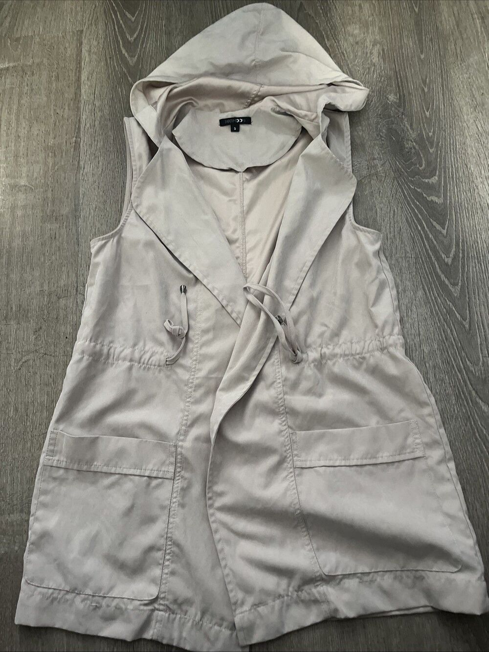 Paper moon 3/4 Women’s Vest Jacket W/hood Cream Color Size S
